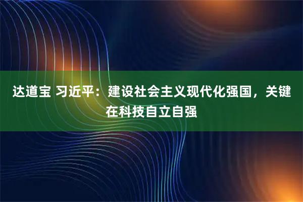 达道宝 习近平：建设社会主义现代化强国，关键在科技自立自强