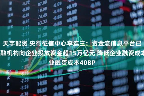 天宇配资 央行征信中心李连三：资金流信息平台已支持金融机构向企业投放资金超15万亿元 降低企业融资成本40BP