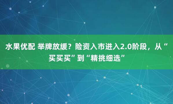 水果优配 举牌放缓？险资入市进入2.0阶段，从“买买买”到“精挑细选”